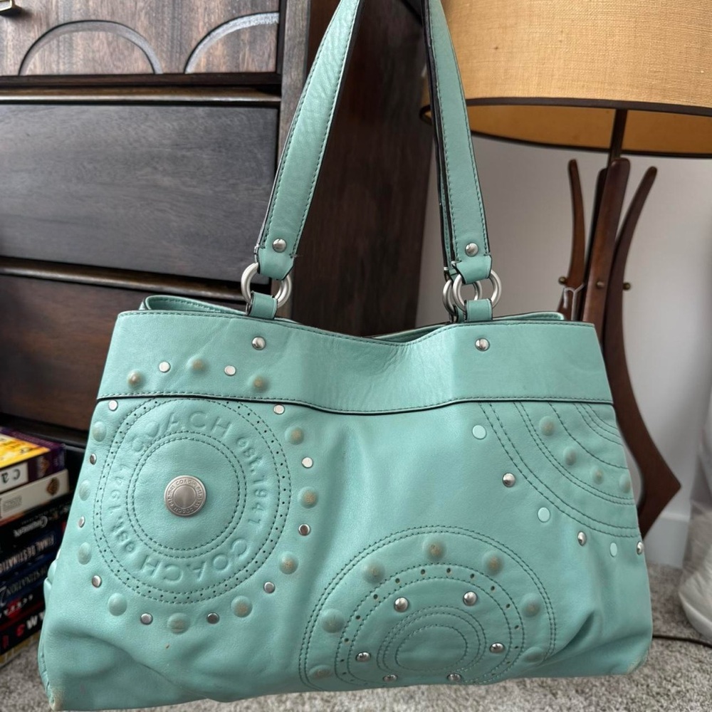 Coach Teal Studded Women's Bag